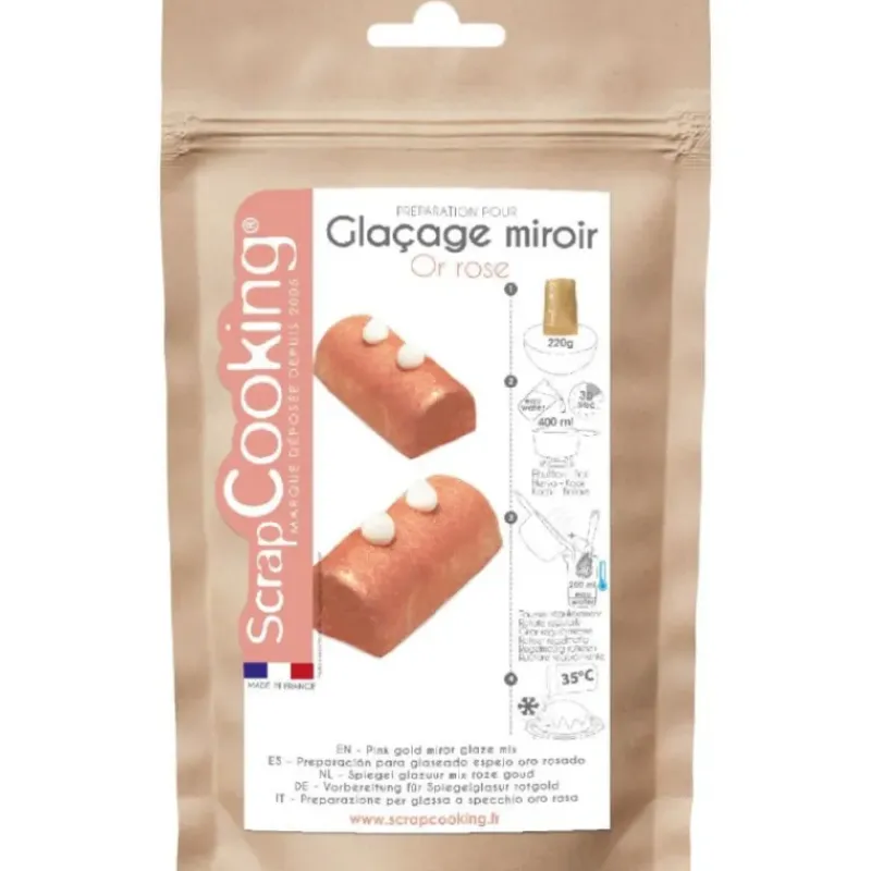 Nappages Et Glaçages*SCRAPCOOKING Glaçage Miroir Or Rose 220 g