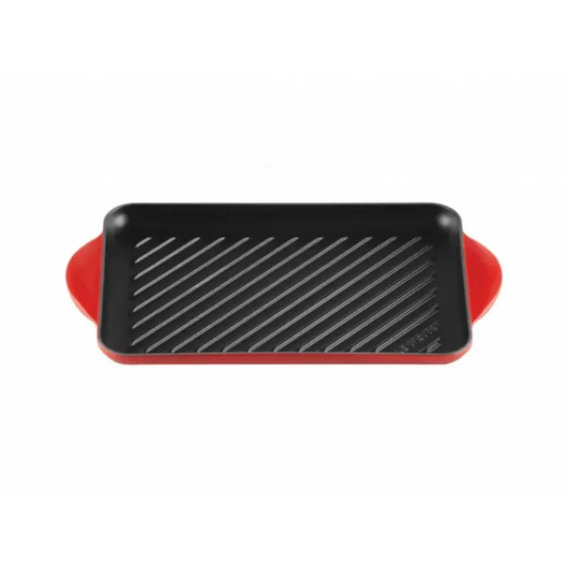 Plat De Cuisson|Grills*LE CREUSET Gril en Fonte Rectangulaire 32 cm Cerise