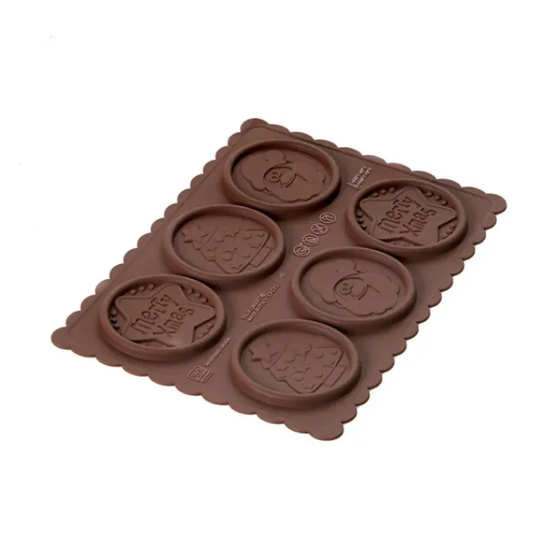 Moules À Chocolat|Moule Silicone*SILIKOMART Kit Biscuit Chocolat Rond Noël Ø 5,7 cm (x6)