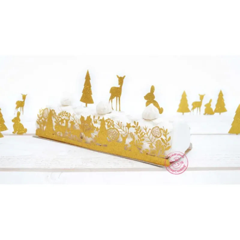 Décoration Gâteau*SCRAPCOOKING Kit Déco Bûche de Noël Dorée Forêt Enchantée