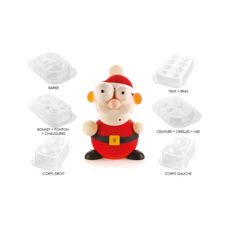 Moules À Chocolat*SILIKOMART Kit Moules Chocolat Père Noël en PVC 18,8 cm x H 24,8 cm (x5) Professional