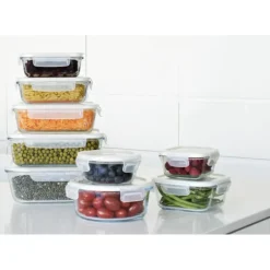 Plat De Cuisson|Conservation*PEBBLY Lot 5 Boîtes de Conservation en Verre