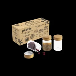 Conservation*PEBBLY Lot 3 Pots en Verre et Bambou 75 ml