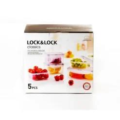 Conservation*LOCK AND LOCK Lot de 5 Boîtes de Conservation Plastique 350 ml - 470 ml - 1 L