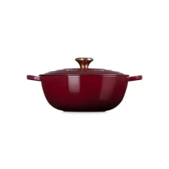 Marmites*LE CREUSET Marmite en Fonte 26 cm Garnet Bouton Doré Signature