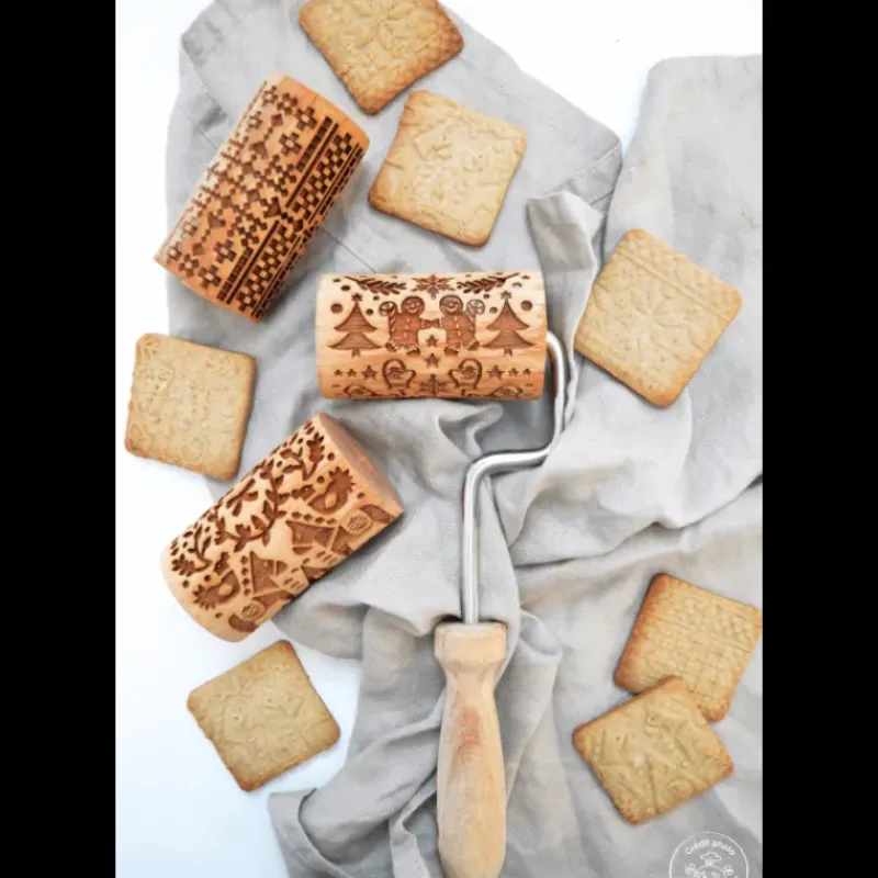 Ustensiles Pâtisserie*SCRAPCOOKING Mini Rouleau à Pâtisserie Empreinte Noël Interchangeable 7 cm (x3)