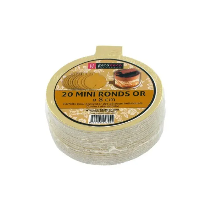 Présentoirs Pour Gâteaux*GATODECO Mini-Ronds Dorés Ø 8 cm (x20) Gatodéco