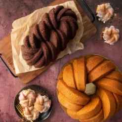 Moule Anti-adhésif|Moules À Gâteaux*NORDIC WARE Moule à Gâteau Bundt Torsadé Gold