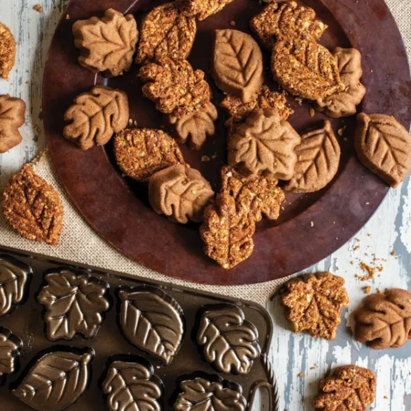 Moule Anti-adhésif|Moules À Gâteaux*NORDIC WARE Moule à Gâteaux Feuilles d'Automne (x12) Bronze