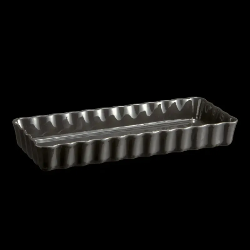 Plat De Cuisson|Moules À Gâteaux*EMILE HENRY Moule à Tarte Rectangulaire en Céramique 15 x 36 cm Fusain