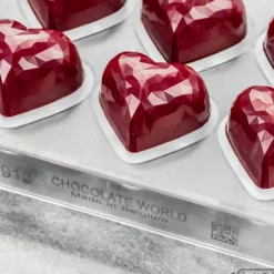 Moules À Chocolat*CHOCOLATE WORLD Moule Chocolat Cœur à Facettes 3,6 x 2,9 cm (x21)
