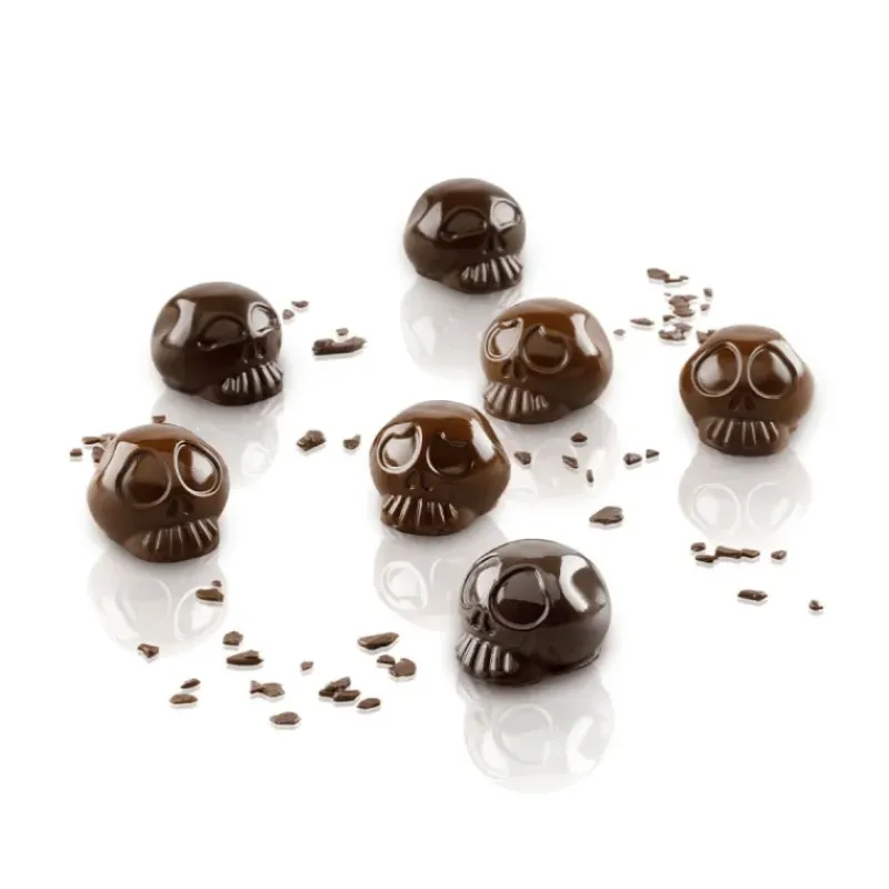 Moule Silicone*SILIKOMART Moule Chocolat Tête de Mort Halloween 12 Empreintes