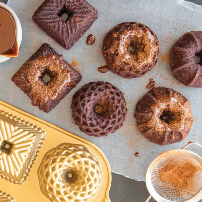 Moule Anti-adhésif|Moules À Gâteaux*NORDIC WARE Moule Mini Bundt Geo (x6) Gold