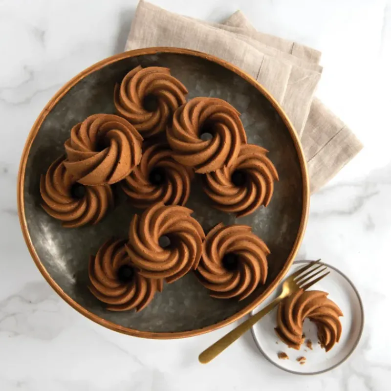 Moule Anti-adhésif|Moules À Gâteaux*NORDIC WARE Moule Mini Bundt Héritage (x6) Gold