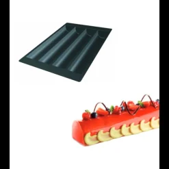 Moule Silicone*SILIKOMART Moule Silicone 4 Bûches Rondes 49,5 x 8 x h 6,3 cm 2137ml Professional