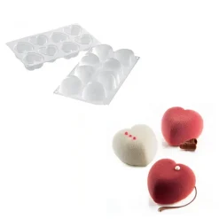 Moule Silicone*SILIKOMART Moule Silicone 8 Coeurs Bombés 6,35 x 6,5 cm 100ml Professional