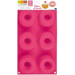 Moule Silicone*SCRAPCOOKING Moule Silicone 6 Donuts ou Babas Ø7,5 x2,8 cm