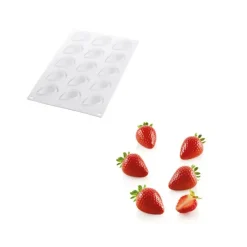 Moule Silicone|Moules À Gâteaux*SILIKOMART Moule Silicone 15 Mini Fraises 48 x 37 x H33 mm 30ml Professional
