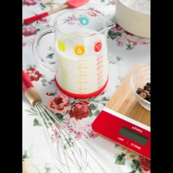 Verre Doseur*PEBBLY Pichet Doseur en Verre et Silicone 1 L Rouge