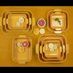 Plat De Cuisson*PEUGEOT Plat à Four Carré en Céramique Appolia 36 cm Jaune Safran