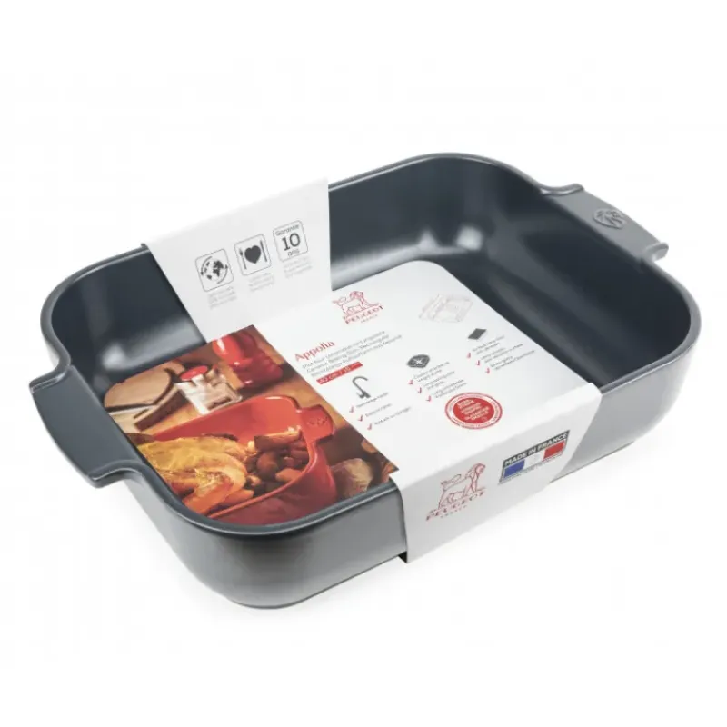Plat De Cuisson*PEUGEOT Plat à Four Rectangulaire en Céramique Appolia 40 cm Ardoise