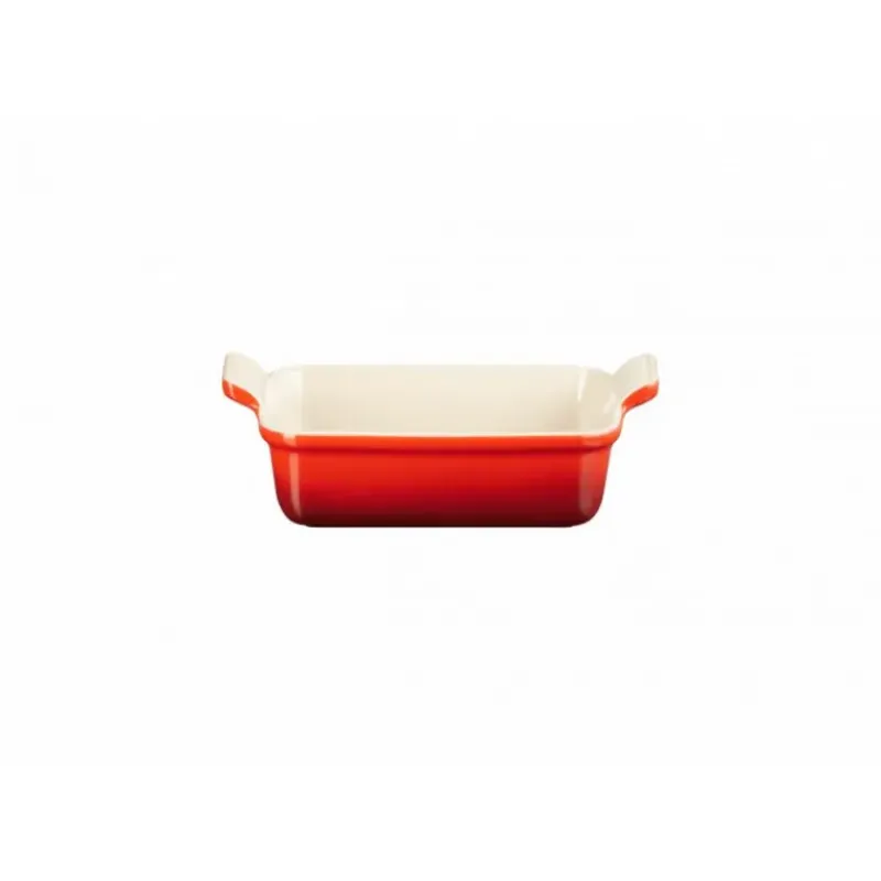 Plat De Cuisson*LE CREUSET Plat Rectangulaire Héritage en Céramique 19 cm Cerise Tradition