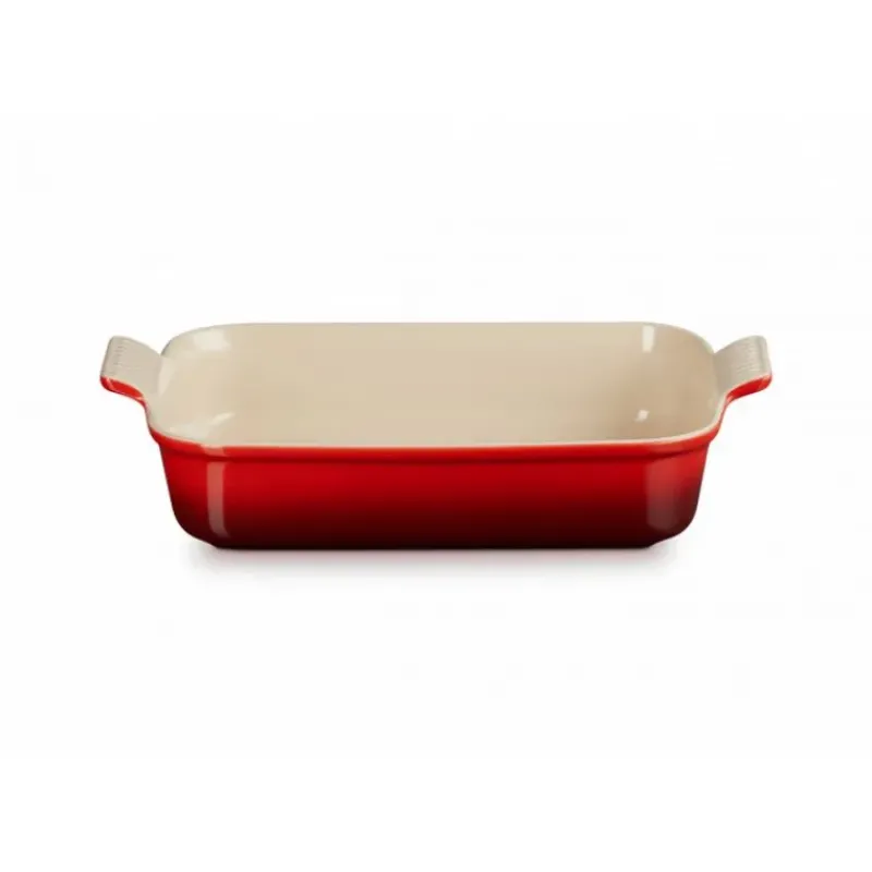 Plat De Cuisson*LE CREUSET Plat Rectangulaire Héritage en Céramique 32 cm Cerise Tradition
