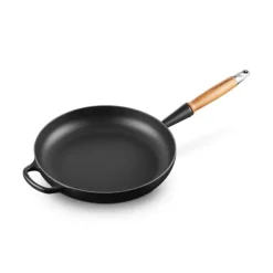 Poêles*LE CREUSET Poêle en Fonte 28 cm Noir Mat avec Manche en Bois Signature