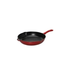 Grills|Poêles*CHASSEUR Poêle-gril en Fonte rond 25 cm Rouge