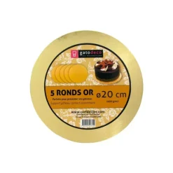 Présentoirs Pour Gâteaux*GATODECO Ronds Dorés Ø 19,6 cm (x5) Gatodéco