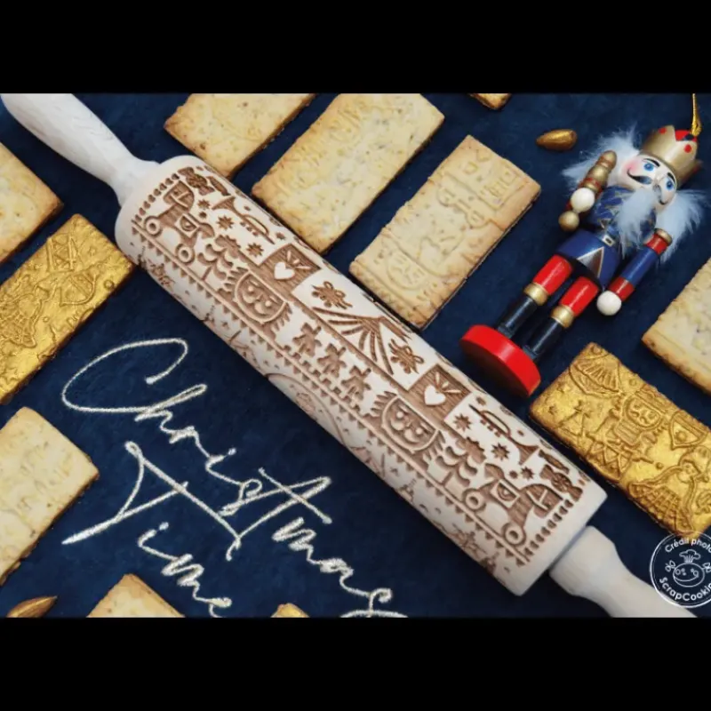 Ustensiles Pâtisserie*SCRAPCOOKING Rouleau à Pâtisserie Motif Casse Noisette 39 cm