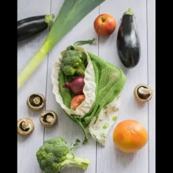 Sac En Tissu*PEBBLY Sac à Légumes Coton Bio Vert 30 x 40 cm