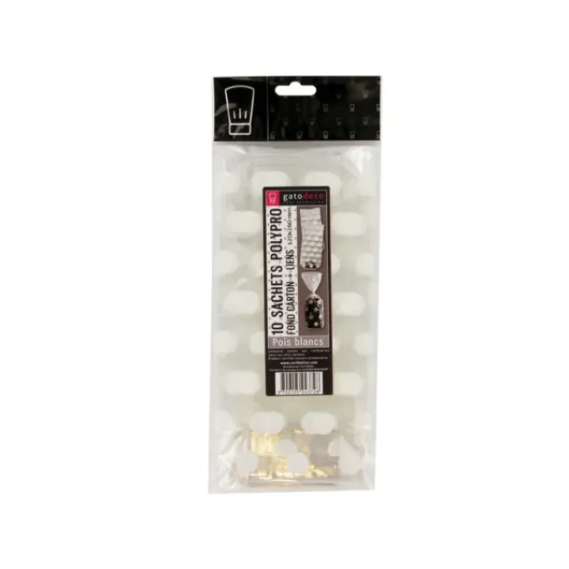 Emballage Alimentaire*PATISDECOR Sachet Bonbon 12 x 26 cm à Pois Blancs Patisdécor (x10)