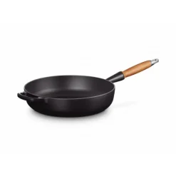 Sauteuses*LE CREUSET Sauteuse en Fonte 28 cm Noir Mat avec Manche en Bois Signature