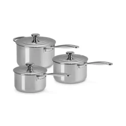 Casseroles*LE CREUSET Set 3 Casseroles Inox Signature avec Couvercle