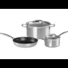 Batterie De Cuisine|Marmites*LE CREUSET Set 3 Pièces Faitout, Poêle et Casserole avec Couvercle Inox