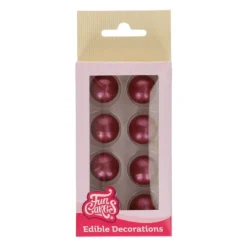 Décoration Comestible*FUNCAKES Sphères en Chocolat Rouge (x8)
