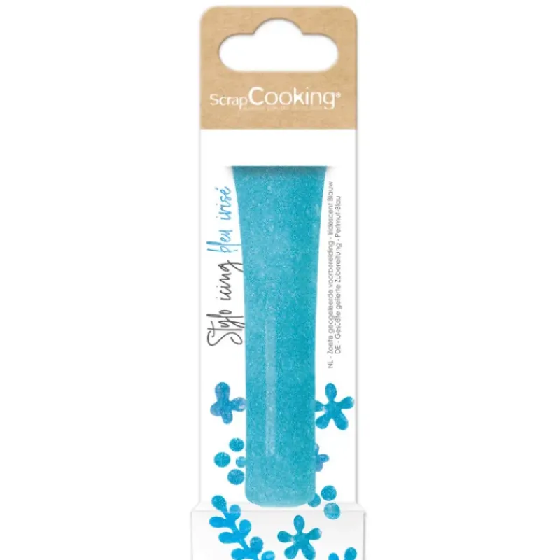Nappages Et Glaçages*SCRAPCOOKING Stylo Glaçage Gel Bleu Pailleté 26 g