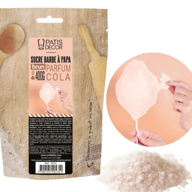 Préparation Pâtisserie|Décoration Comestible*PATISDECOR Sucre Barbe à Papa Cola 400 g Patisdécor