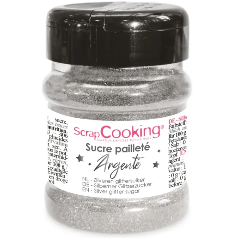Décoration Comestible*SCRAPCOOKING Sucre Pailleté Argenté 160 g