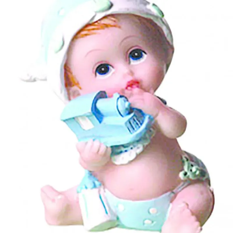 Décoration Gâteau*CUISINEADDICT Sujet bapteme Garçon Assis Bleu 6,5 cm