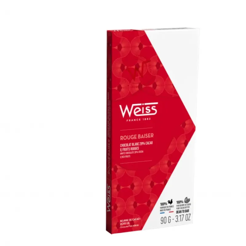 Chocolats À Offrir|Confiserie*WEISS Tablette de Chocolat Blanc Rouge Baiser 29% 90 g