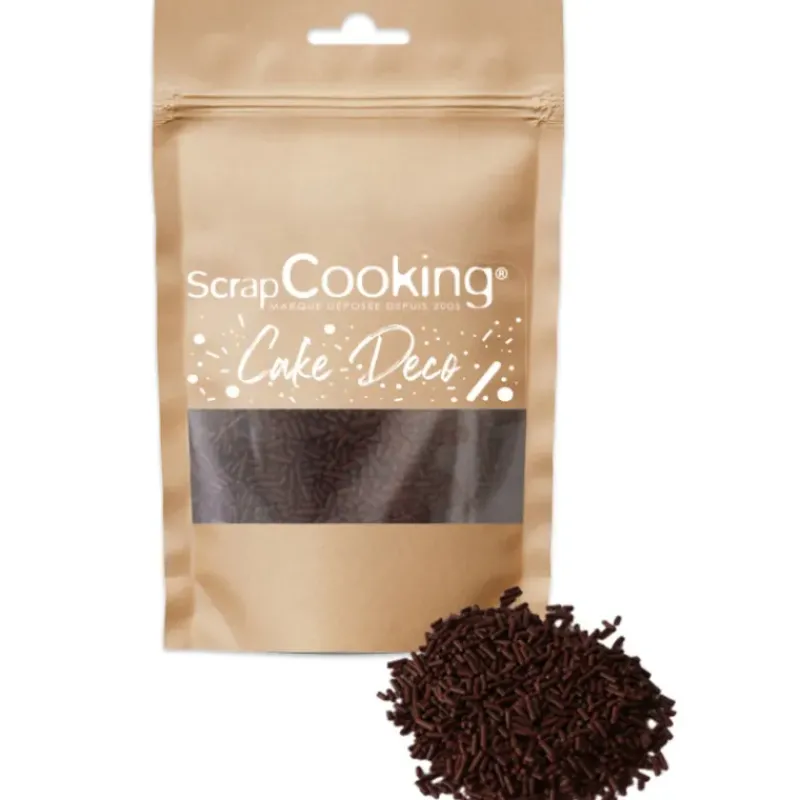 Décoration Comestible*SCRAPCOOKING Vermicelles Chocolat Noir en Sucre 70 g