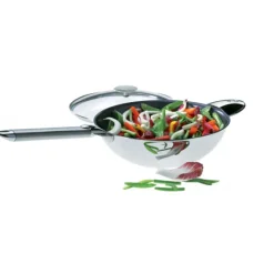 Woks*CRISTEL Wok Casteline Ø 28 cm Manche Amovible Anti-Adhésif Inox